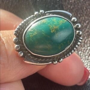 Navajo Silver and Green Turquoise Stone Ring